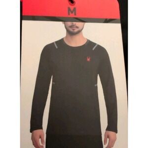 Spyder Active Stretch Top Mens Medium Black Long Sleeve Base Layer Athletic NWT